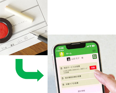 利用者・ご家族のスマホで計画書への同意を取得